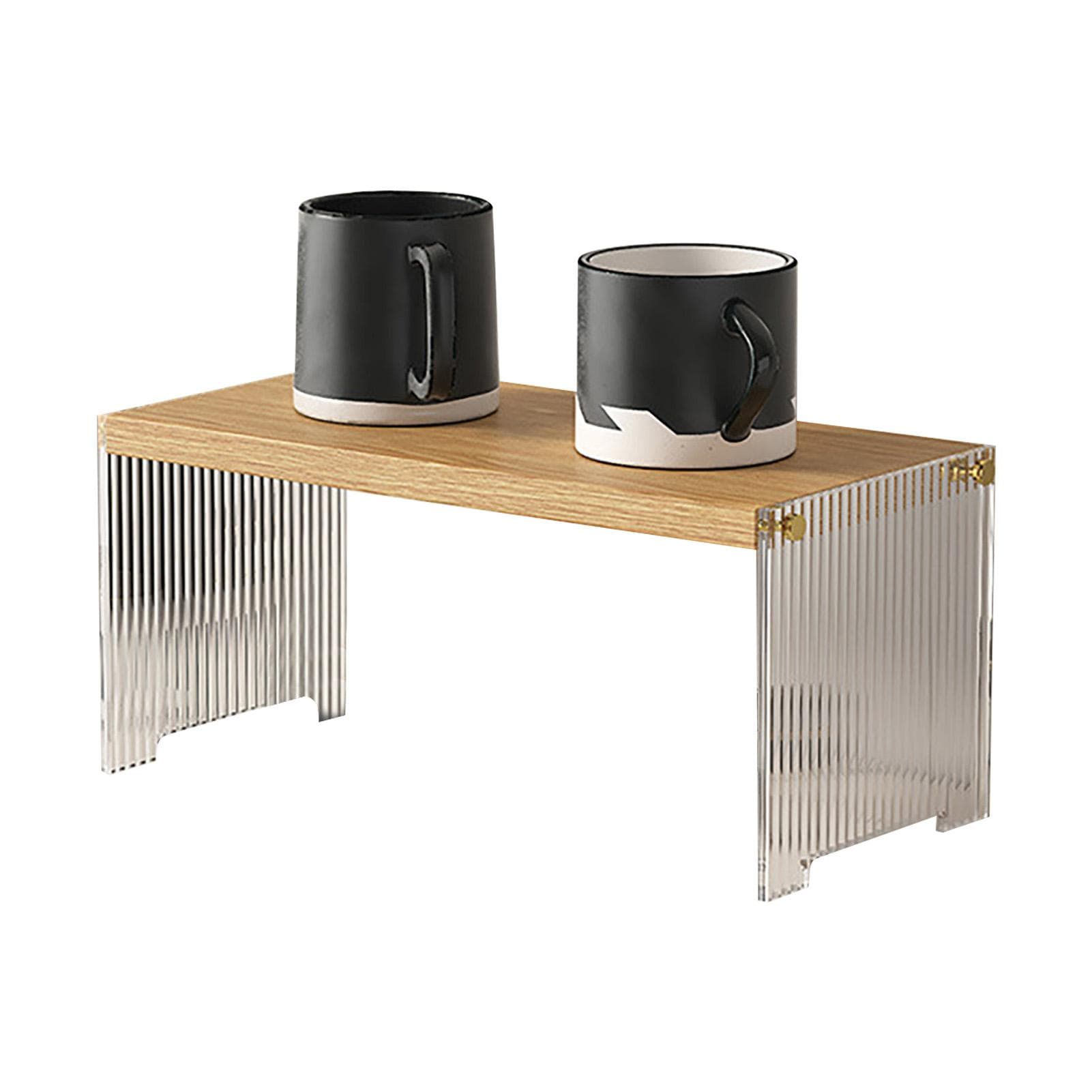 Coffee Mug Storage Shelf Stable Support Large Capacity Countertop Organizer for Living Room Bedroom Wood Color 1 Tier