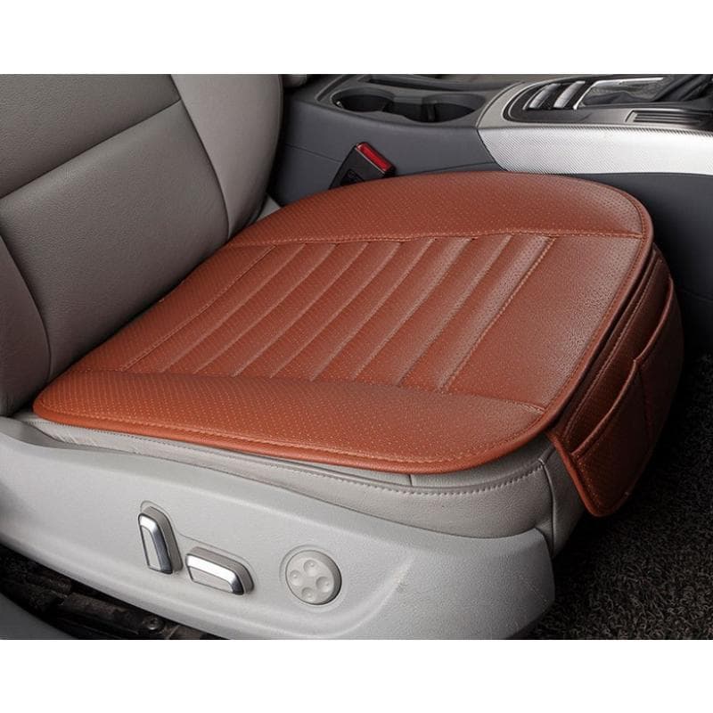 Simple and wear-resistant leather, bamboo charcoal, car seat cushion, single seater, no backrest, all-season universal A orange