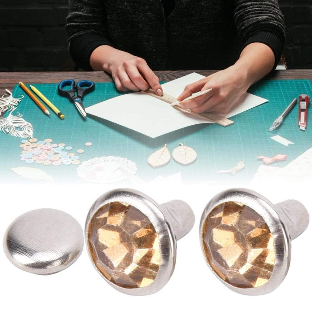 50 Sets Rhinestone Rivets Crystal Diamond Studs Leather Craft Bag Clothes Decoration8mm Silver Edge