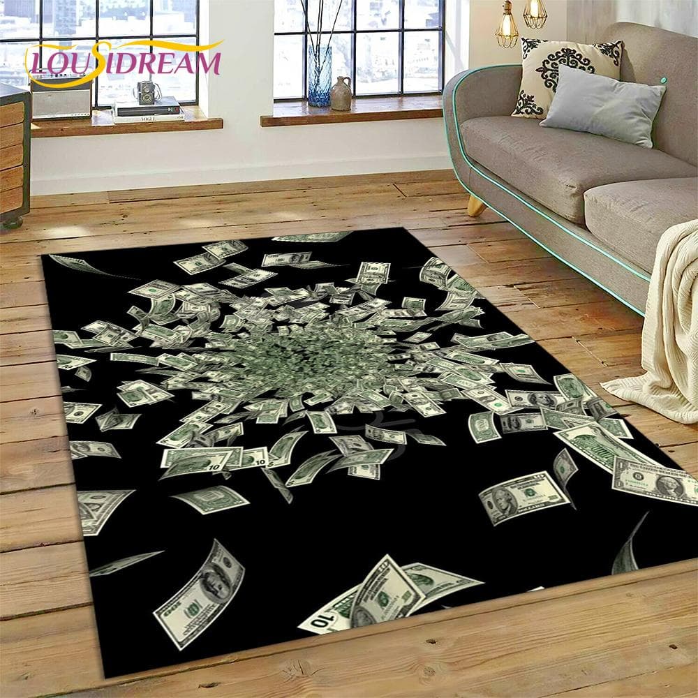 Dollar Euro Pound Money Rich Cartoon Area Rug,Carpet Rug for Home Living Room Bedroom Sofa Doormat Decor,kids Non-slip Floor Mat 120x160cm(47x62in)
