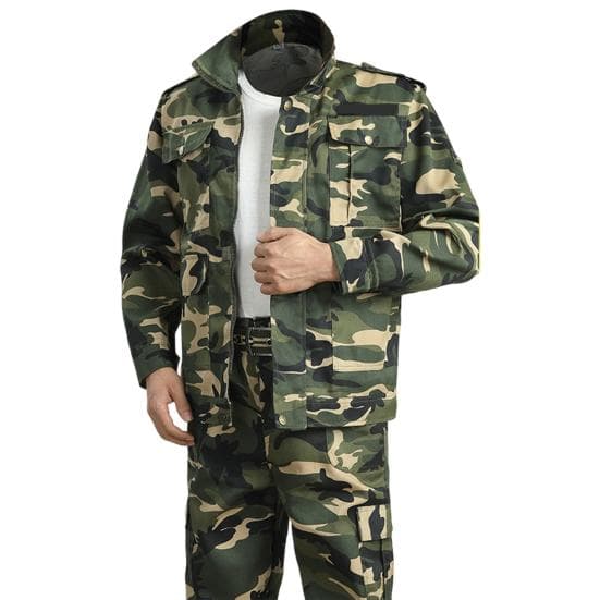1 Set Men Jacket Pants Camouflage Print Multiple Pockets Two Piece Set Dirt Resistant Anti Scratch Work Clothes Suit for Labor Repairmen XL