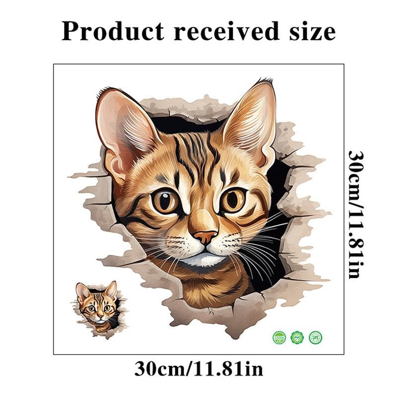 Funny 3D Kitten Toilet Seat Stickers Decals Waterproof Peel & Stick Restroom Animal Decals Decor For Bathroom Washroom