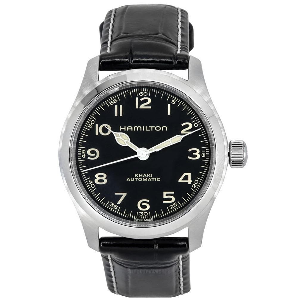 Hamilton Khaki Field Murph Leather Strap Black Dial Automatic H70405730 100M Men's Watch black
