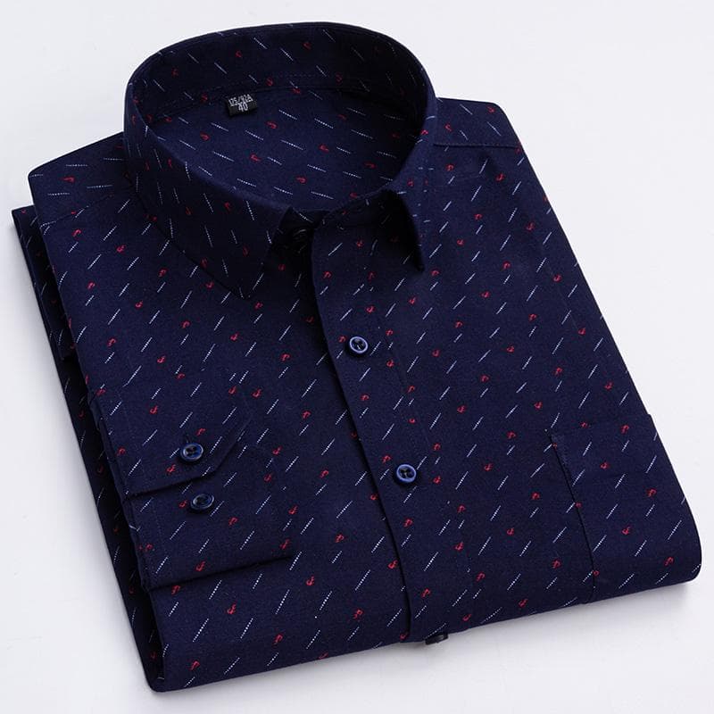 High Content Cotton Men Print Shirts Casual Long Sleeve Soft Man's Clothes Leisure M