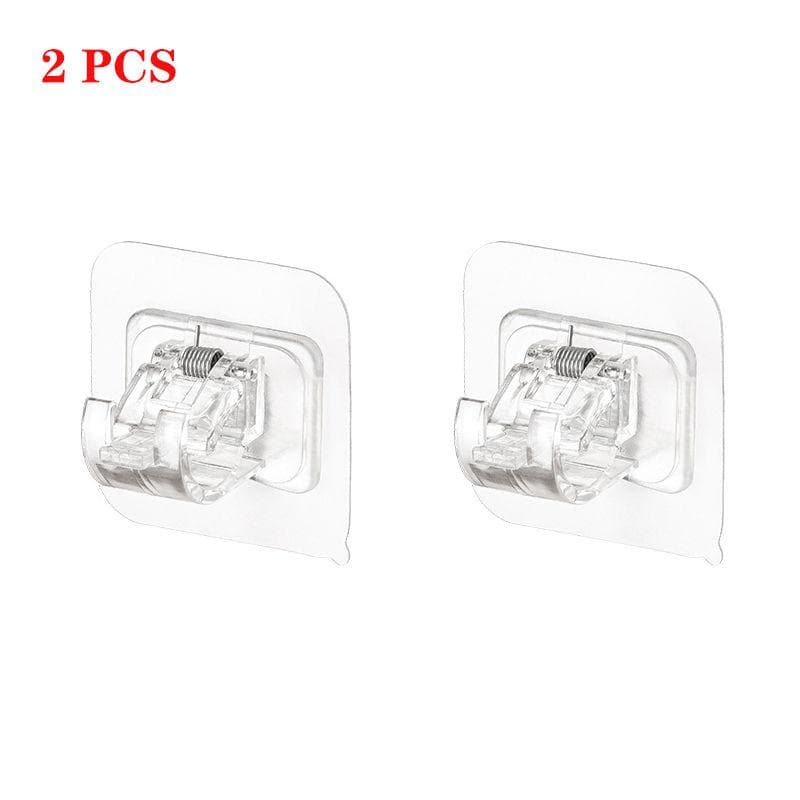2pcs Nail-Free Adjustable Curtain Rod Holder transparent
