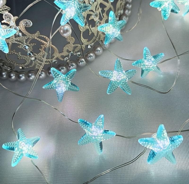 2M 20LED Seashell Starfish String Lights Ocean Theme Party Fairy Light Birthday Party Decorations Girl Baby Shower Favor starfish