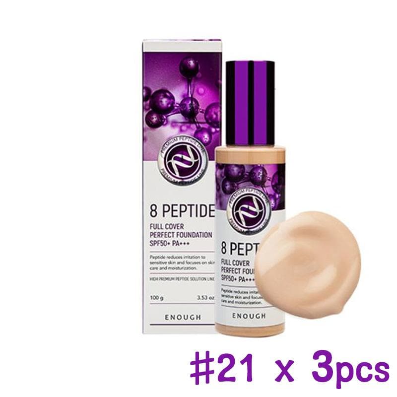Enough Premium 8 Peptide Full Cover Perfect Foundation 100g (9 Options) #21 x 3PCS