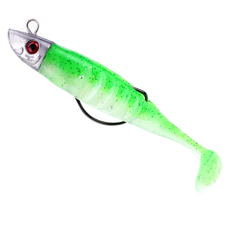 Fake Lure Jigging Soft Bait Fishing Lures 10cm 15.5g DIY Head Jig Fish T Tail Sea Bass Lure Fishing Tackle 6 Colors
