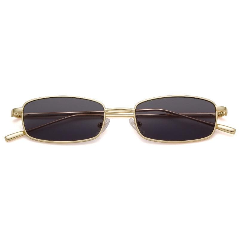 Trendy Vintage Small Slim Rectangle Sunglasses Women Men Retro Metal Frame Red Lens Hip Hop Sun Glasses S31035 as picture