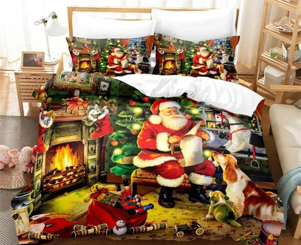 Christmas Quilt Cover Bedding Set Duvet Comforter Pillow Case Twin Queen King Double Full Single 3PCS Bedroom Decor Women Gift 70x133cm 2pcs