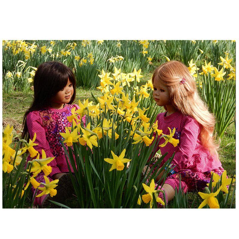 Handmade Diamond Painting Cross Stitch Kits Doll and Yellow Flower Christmas Decoration 20X30CM