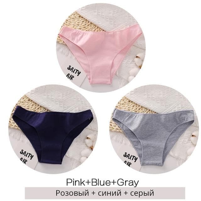 FINETOO M-2XL Women Cotton Underwear 3Pcs/set Comfortable Panties Ladies Plus Size Underpants Solid Color Briefs Female Lingerie L
