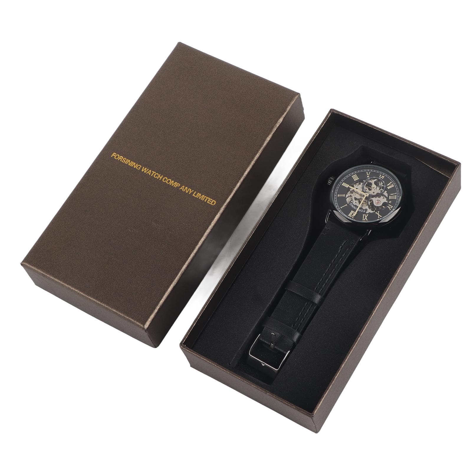 FORSINING Fashionable Wrist Watch Mechanical Semi Automatic Hollow Pattern Men s Watch(Black