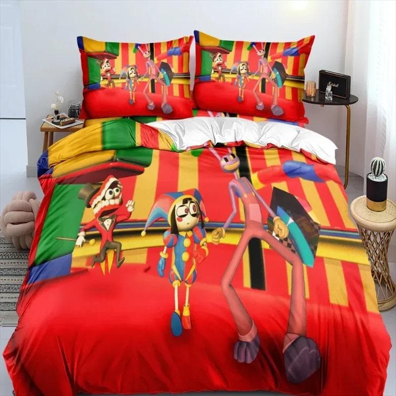 THE AMAZING DIGITAL CIRCUS Cartoon Bedding Set Double Twin King Duvet Cover Comforter Pillowcase Boys Girls Adults Bedroom 173x218cm 3pcs