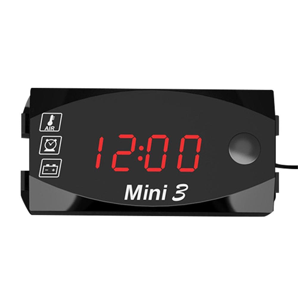 Motorcycle DC 6V-30V 3 In 1 Digital Time Clock + Thermometer +Voltage voltmeter IP67 Waterproof Red light black