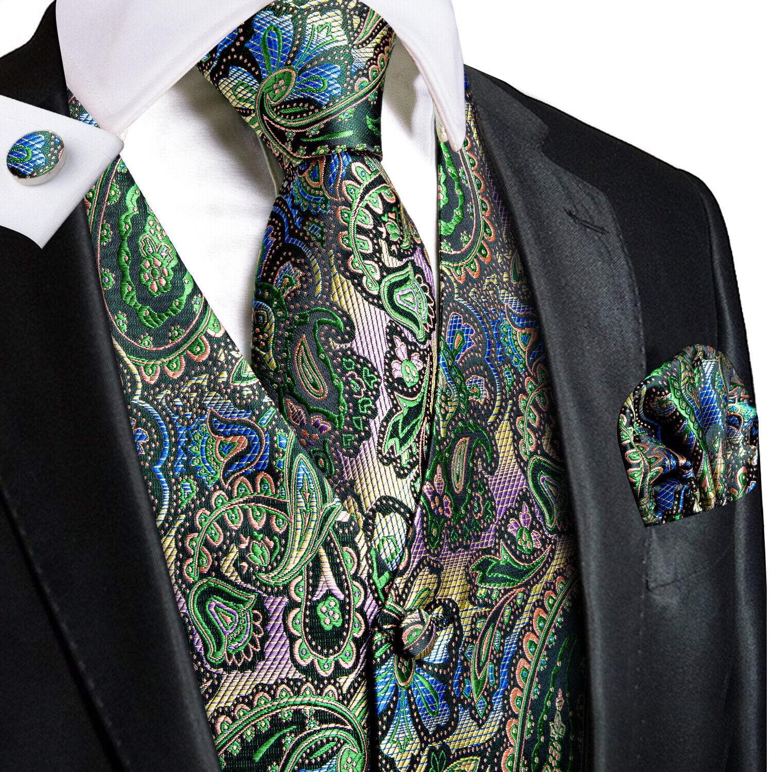 50 Colors Mens Vest Sleeveless V-Neck Pockets Waistcoat Tie Set Wedding Casual S