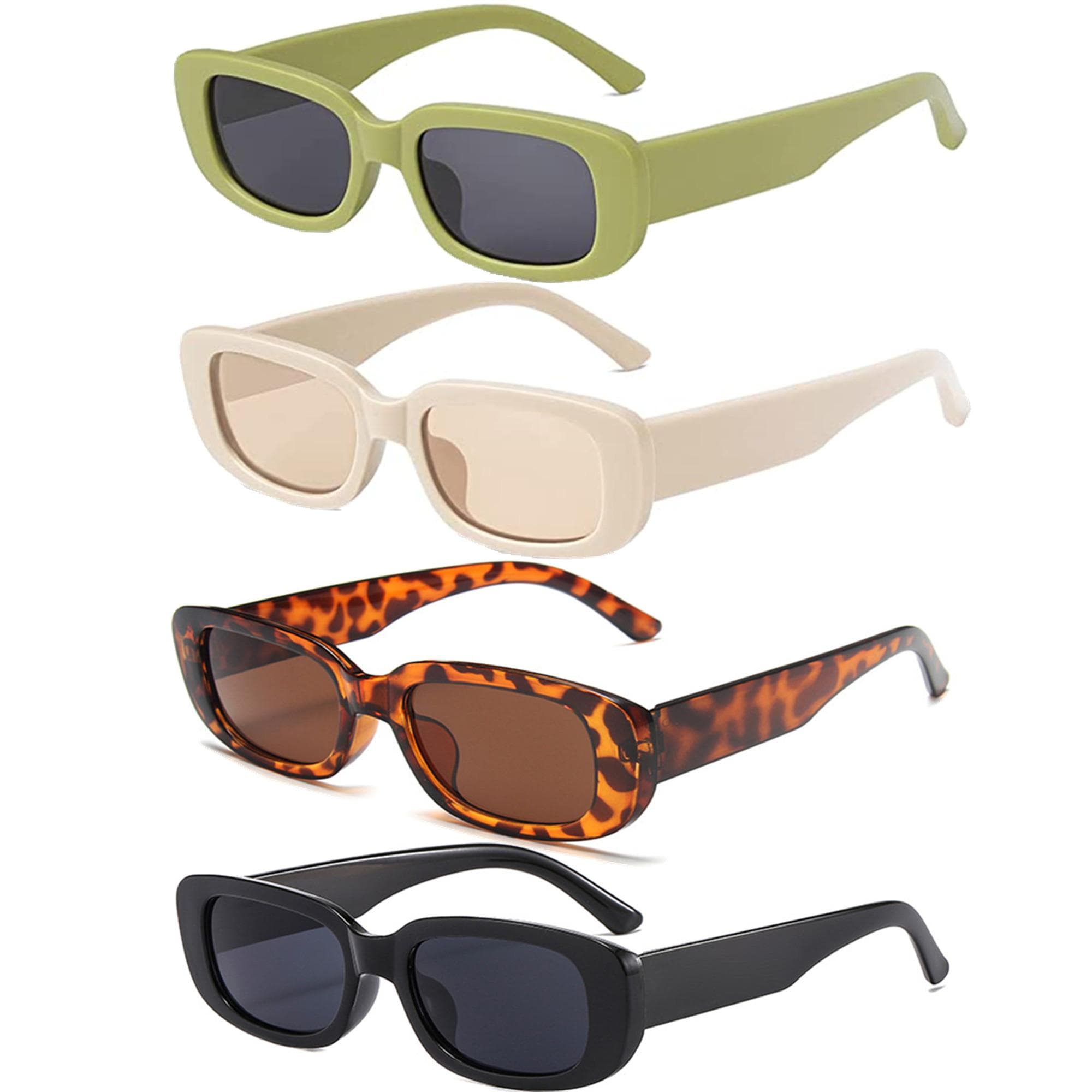 4pcs Rectangle Frame Sunglasses For Women Men Candy Color Y2K Fashion Sun Glasses Vintage UV400 Eyewear