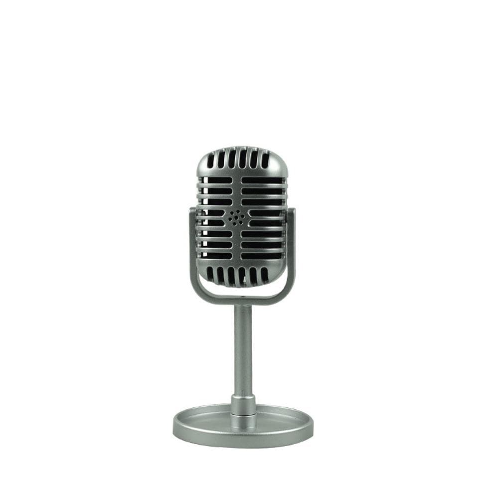 Simulation Props Vintage Mic Classic Vocal Style Microphone Staged Photography Accessory silver