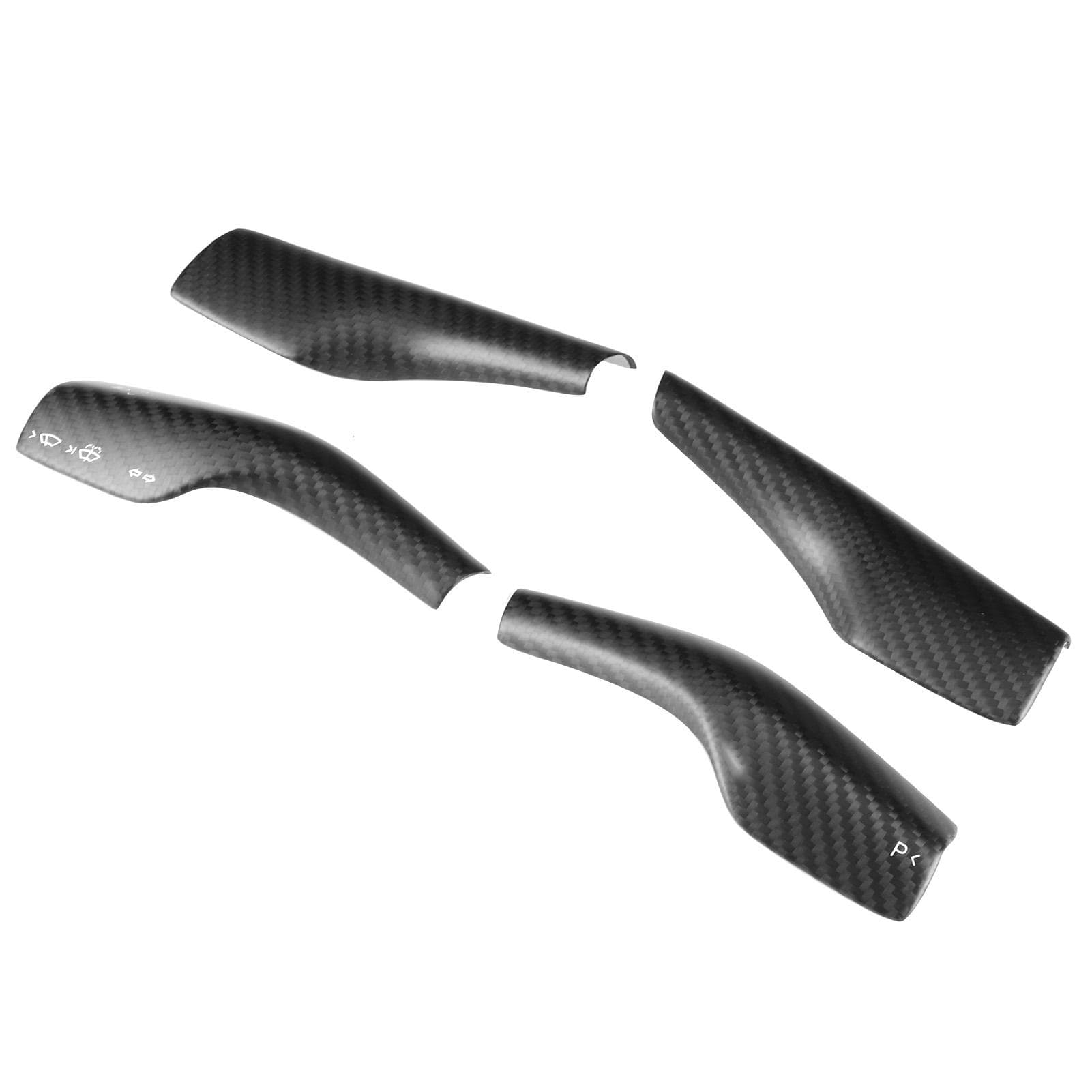 Matte Carbon Fiber Headlight Switch Trim and Paddle Shifter Cover Fit for Tesla Model 3 Model Y