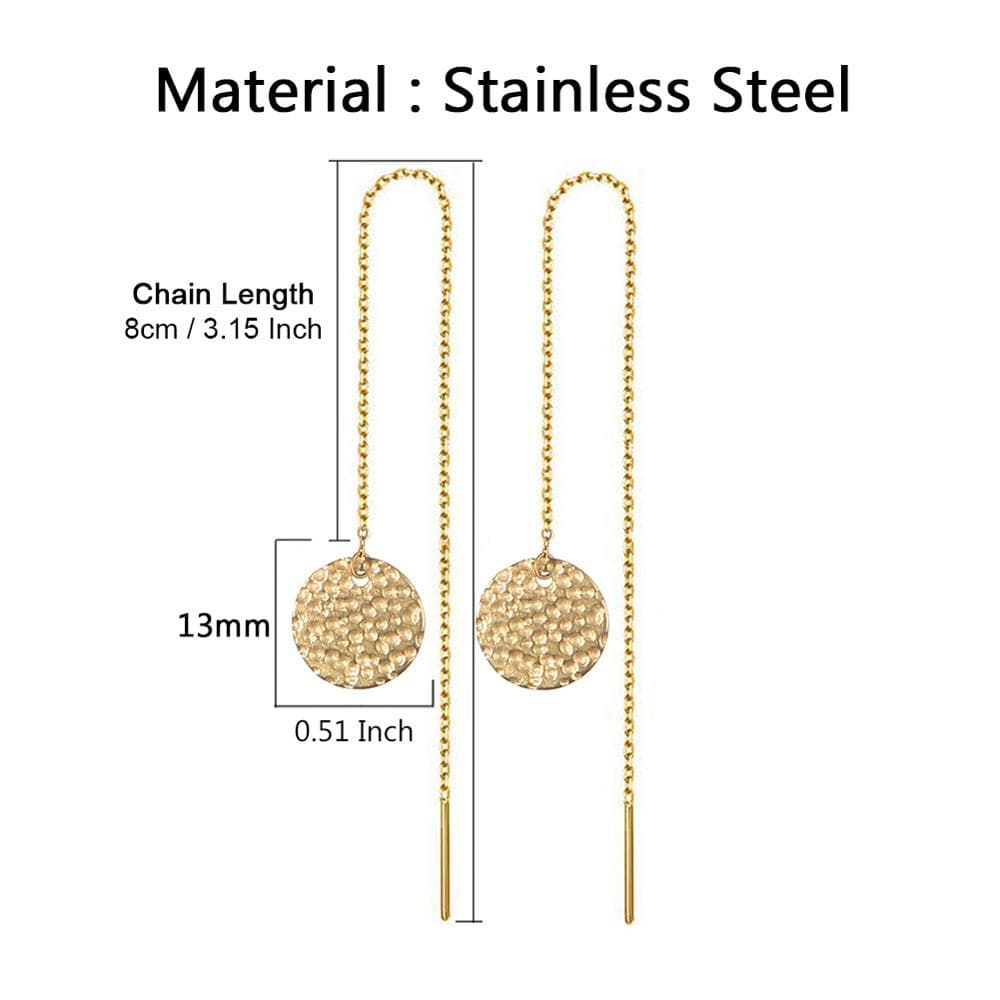 Korean Women's Long Earring Gold Color Stainless Steel Geometry Charm Pendent Chain Tassel Earrings For Women Jewelry
