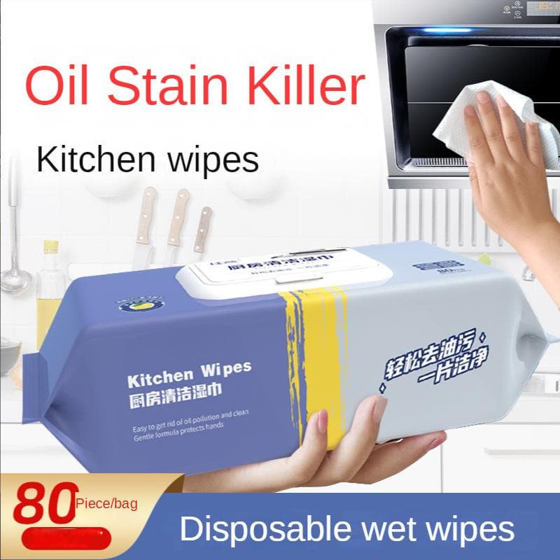 Kitchen Wipes Large Package of Powerful Stain Removal and Grease Stains Disposable Cleaning Hood Stove Kitchen Wet Wipes Mild Does Not Hurt Hands new 80 pcs/bag