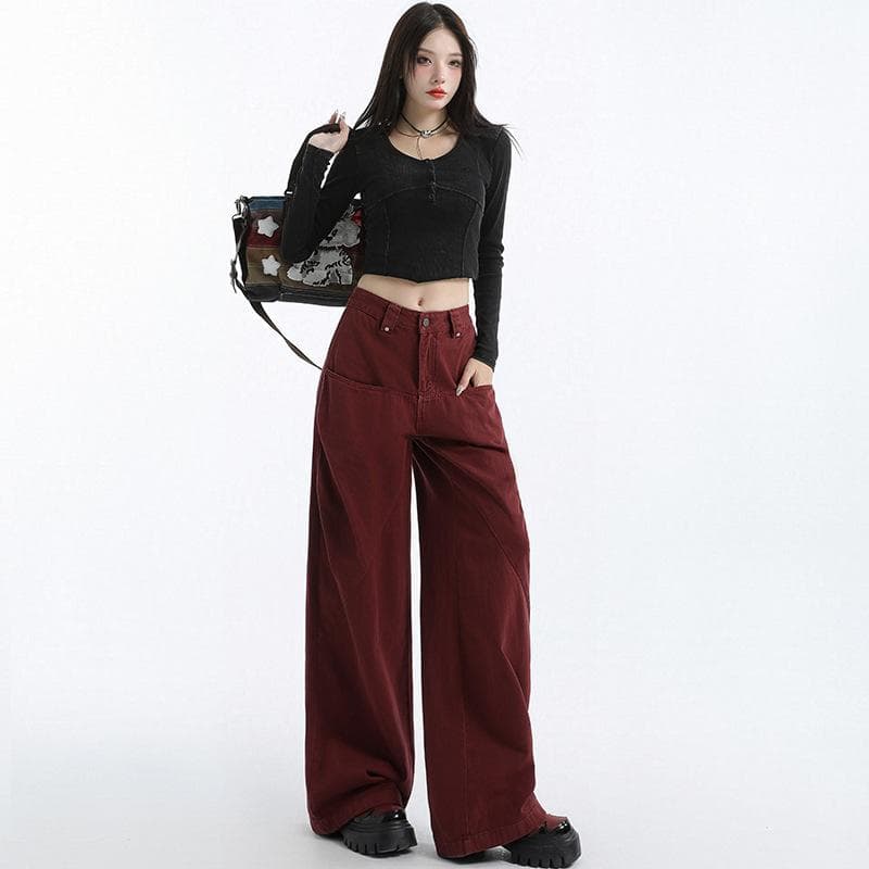 Wide-leg Jeans Women's Autumn Wide-leg Pants Women's Autumn New High-waisted Casual Straight-leg Trousers L