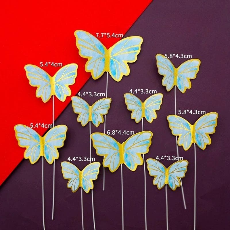 Butterfly Cake Decorations, Butterfly Cupcake Toppers, Women Birthday Anniversary Party Decor, Pink & Purple Butterfly Wall Stickers Background 10pcs Blue multicolour