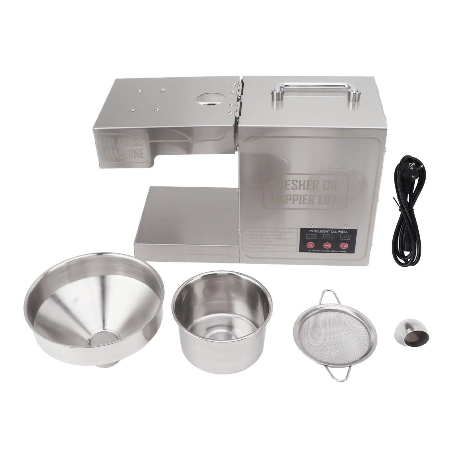 Oil Press Machine Intelligent Automatic Electric Stainless Steel Cold Hot Oil Press Extractor US