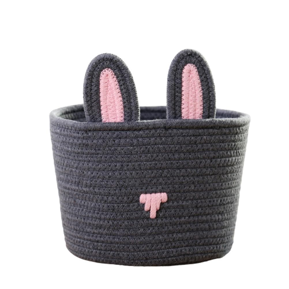 Cute Rabbit Basket Easter Bunny Ear Storage Bag Portable Candy Bag for Storing Cosmetics and Snacks dark gray