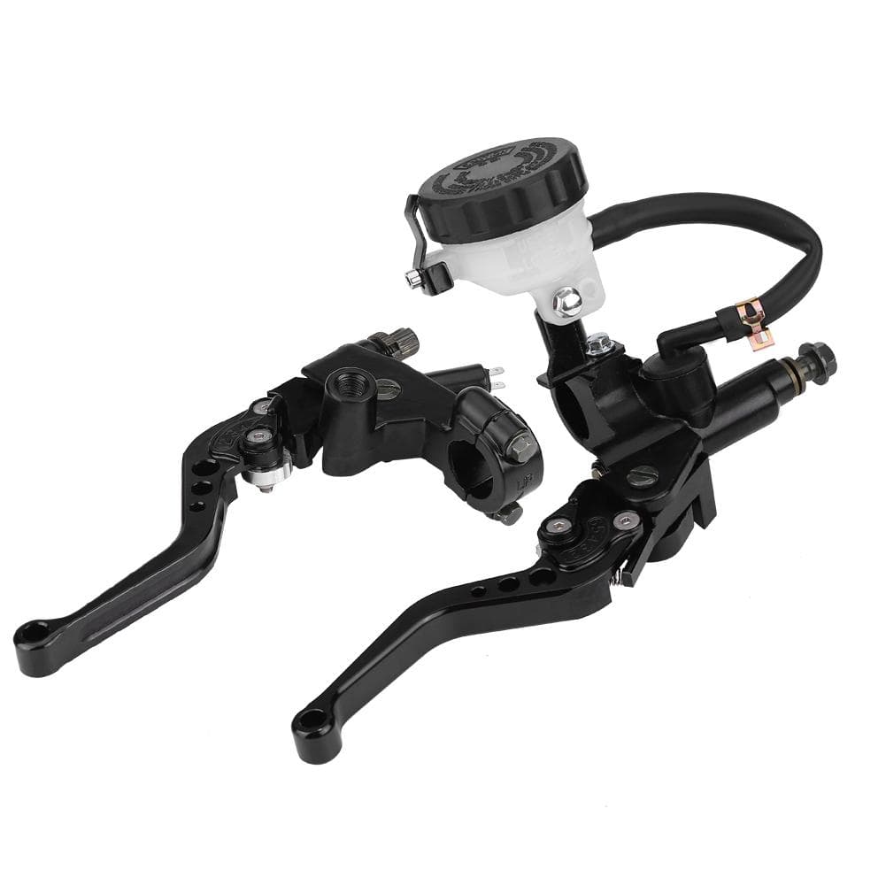 Universal 78 (22mm) Motorcycle Brake Clutch Master Cylinder Reservoir Levers Set Black white