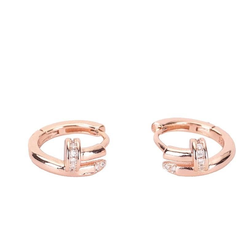 Flash Diamond Nail Earrings Women's New Niche Design Temperament Earrings Ear Hole Earrings