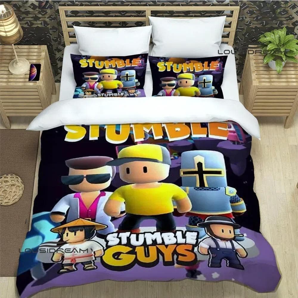 3D Game Cartoon Stumble-guys Bedding Sets Exquisite Bed Supplies Set Duvet Cover Comforter Set Bed 70x133cm 2pcs