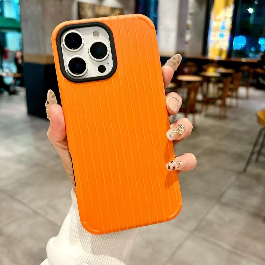 Suitable for IPhone16promax Corrugated Grating Ice Fog Matte IPhone15/14 Anti-fall Protection Case Apple 16Plus orange