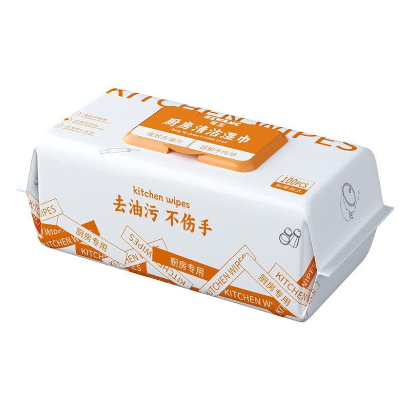 Kitchen Wipes Large Package of Powerful Stain Removal and Grease Stains Disposable Cleaning Hood Stove Kitchen Wet Wipes Mild Does Not Hurt Hands 100 pcs/bag