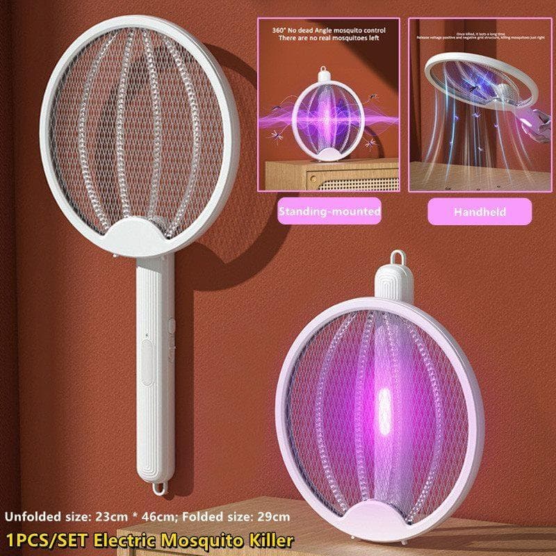 Two In One Lithium Battery Household Foldable Mosquito Swatter Outdoor Electric Mosquito Killer Light Wave USB Rechargeable Fly Insect Trap white