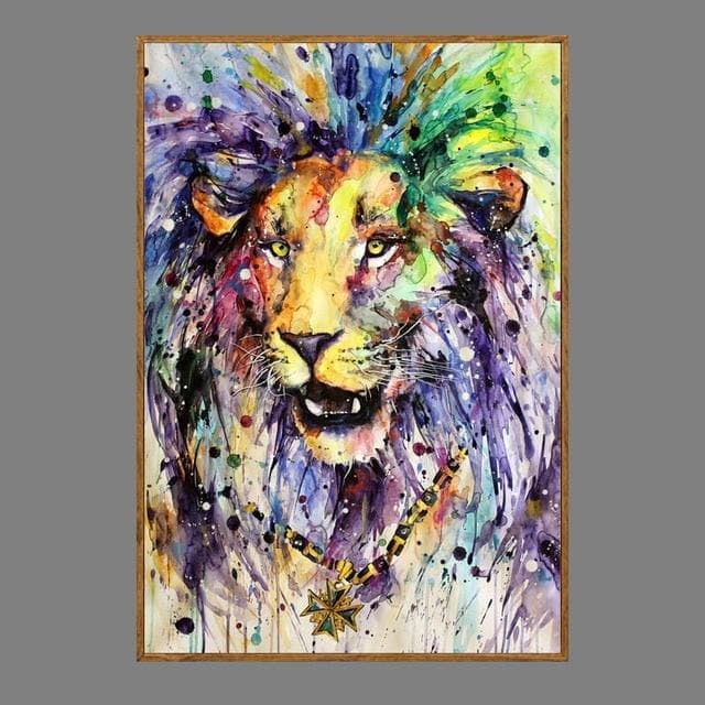 American Colorful Abstract Lion 5D DIY Diamond Painting Watercolor Animal Series 20X30CM