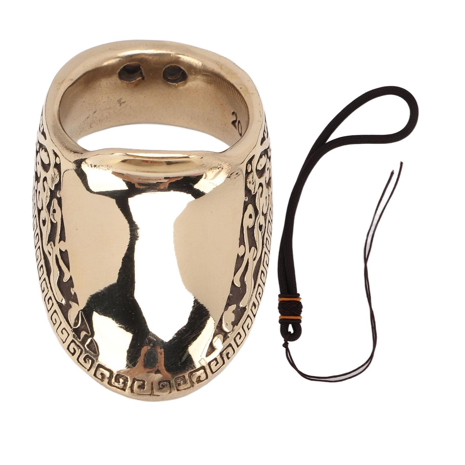 Archery Thumb Rings Good Protection Engraving Pattern Thumb Protector Rings with Anti Lost Rope for