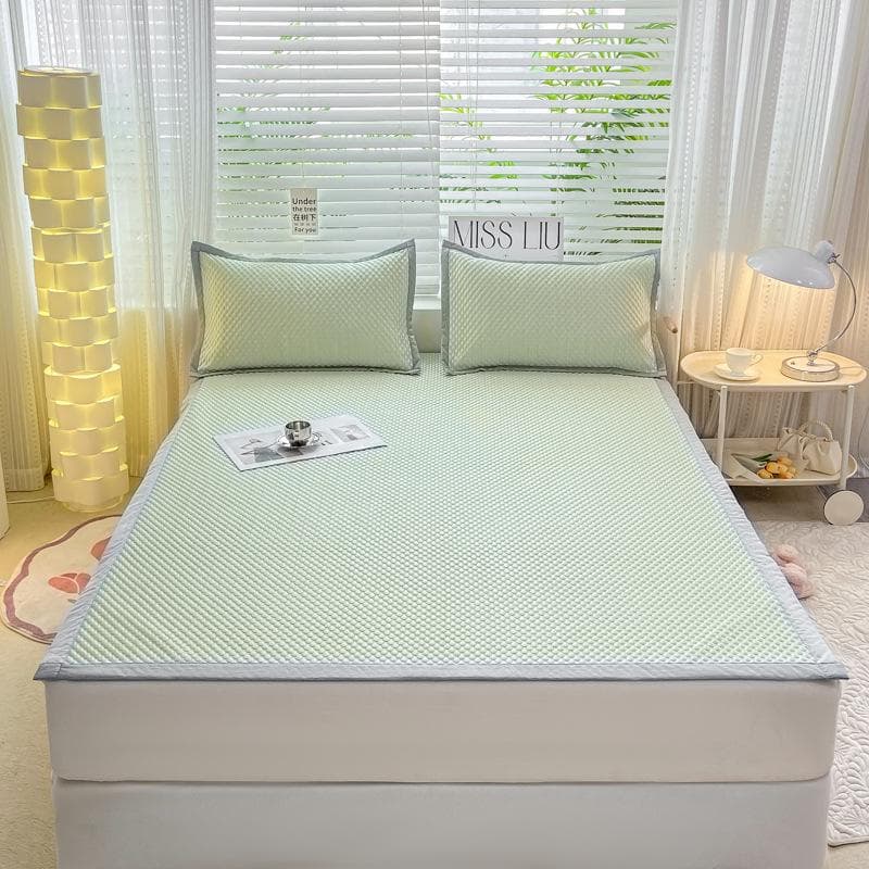Class A 3D Ice Bean Ice Silk Cold Mat Set of Three Machine Washable Bed Sheets, Fitted Sheet, Summer Air Conditioning Soft Mat 120x200cm-2pcs