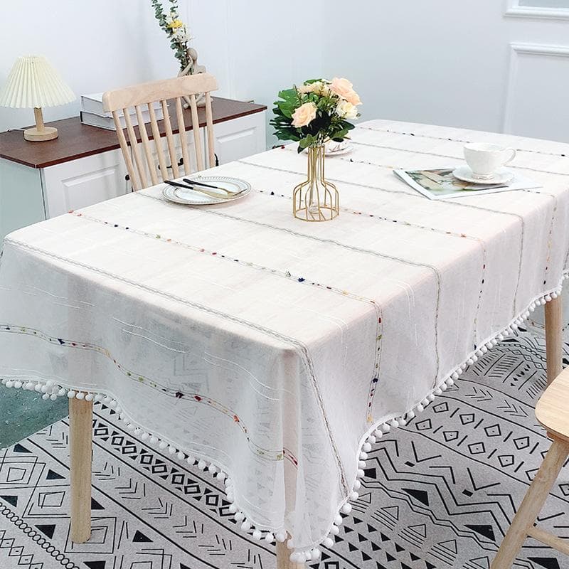 Lace Tablecloth Rectangle Coffee Table Cover Decor for Kitchen Dinning Home wedding Tulle Tassel Jacquard Table Cloth Coat Mat 100x150cm 1pcs