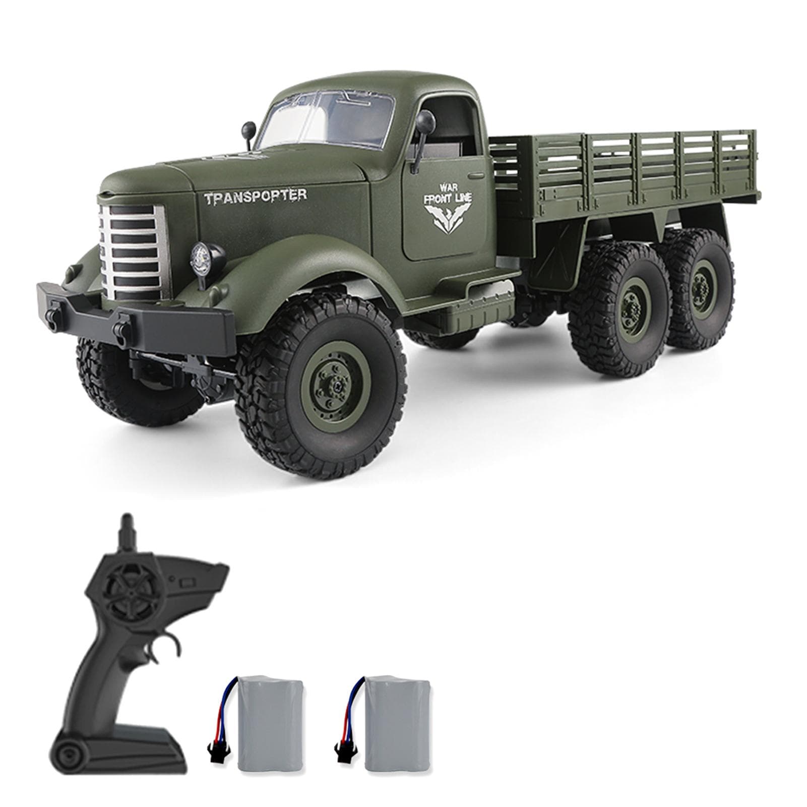 Remote Control Car, 6WD High-Speed Electric Toy Truck for Boys 2.4Ghz Off Road Remote Control 2 Battery army green