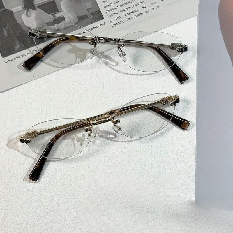 1PCS Frameless Bookworm Retro Style Flat Mirror for Women Fashionable Stainless Steel Small Frame Glasses Casual Versatile