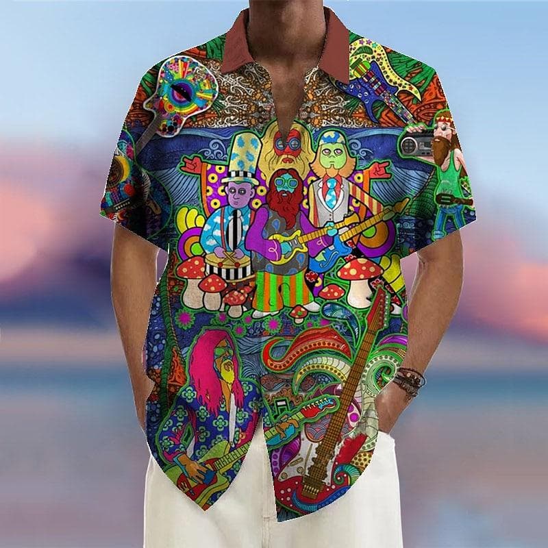 Men's 3D Concert Printed Shirt Button Up Shirt Casual Shirt Summer Shirt Short Sleeved Daily Vacation Clothing 7XL multicolour