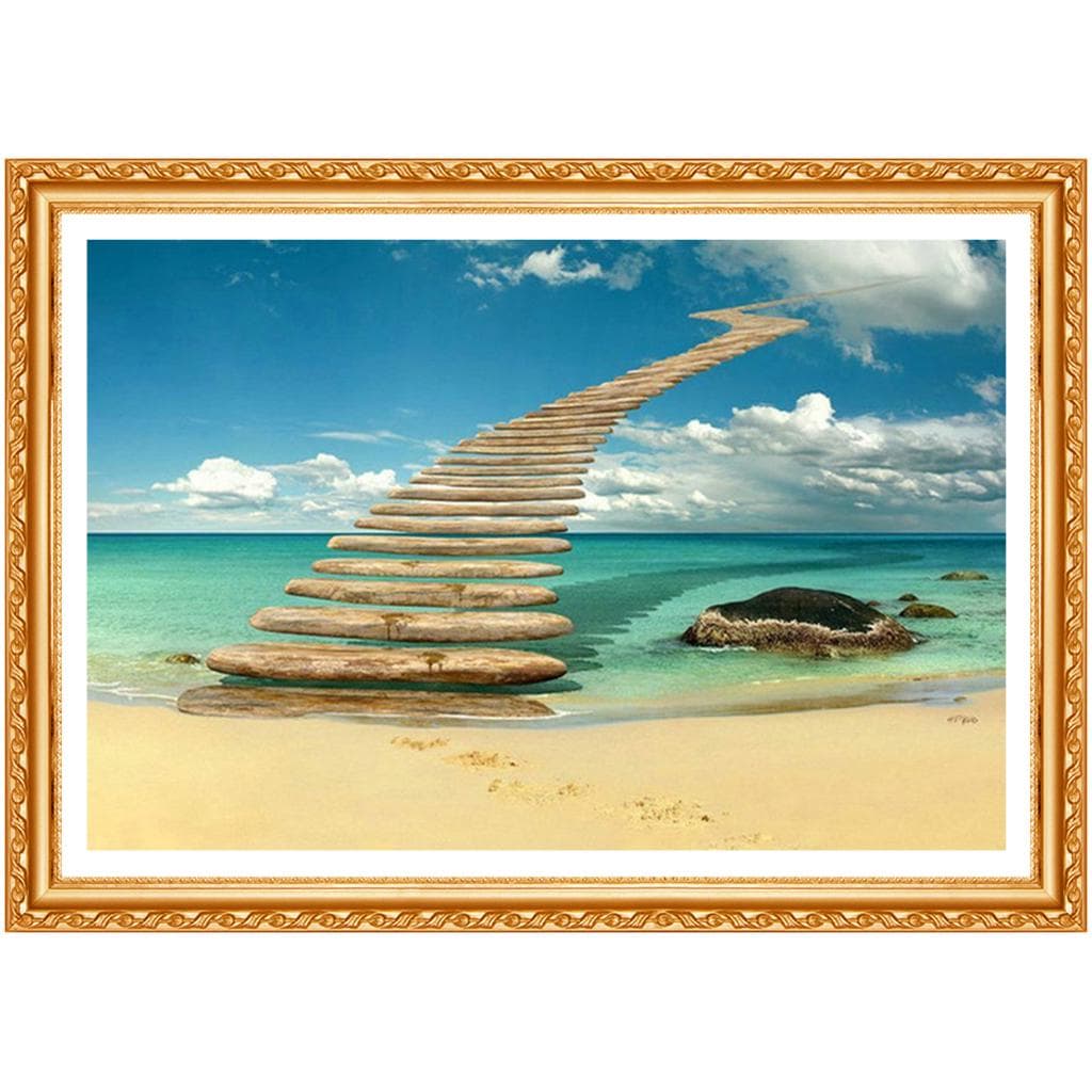 5d Diamond Pattern Cross Stitch Embroidery Beads Patterns Stairway To Heaven Picture of Rhinestone 20X30CM