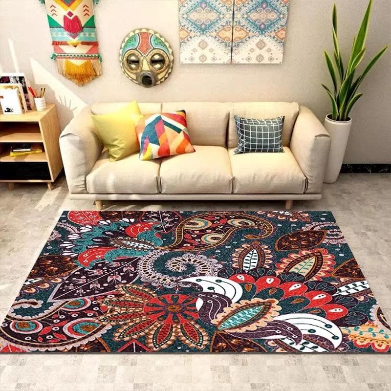 Moroccan Ethnic Style Carpet Living Room Coffee Table Carpet Large Area Bedroom Retro Bohemian Underfloor Mat Floor Mat Rug 120x160cm