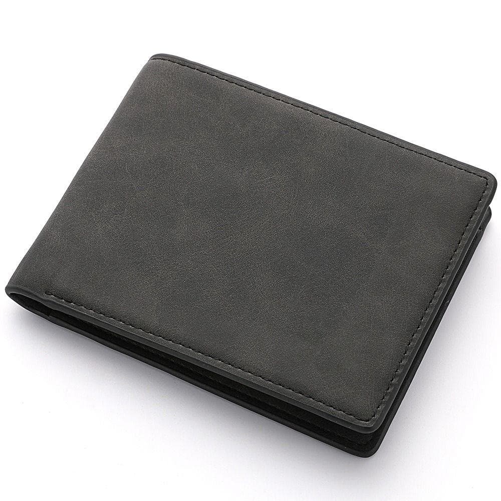Multi-card Slot Men Wallet Fashion Folding Large-capacity Coin Purse PU Leather Short Purse black