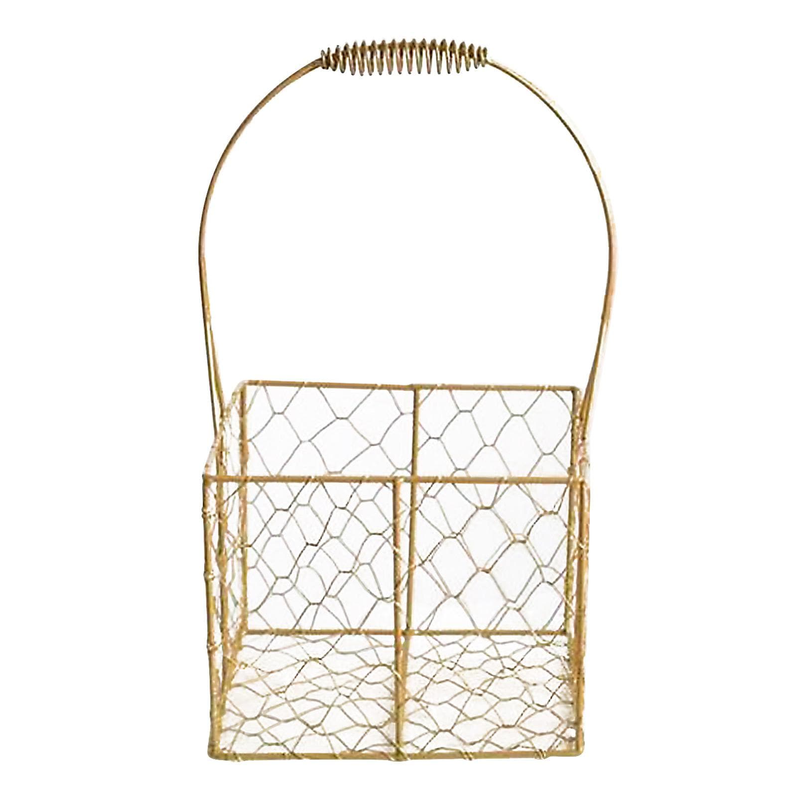 Golden Iron Crafts Hand Gift Flower Basket Handheld Flower Basket Flower Bundle Packaging Basket