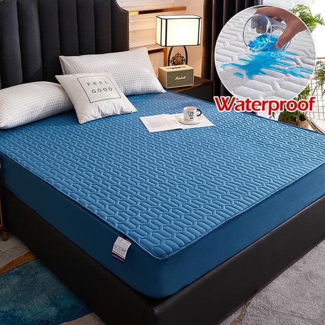 Waterproof Cartoon Quilted Fitted Sheet Bedspread With Elastic Band Non Slip Sheet King Size Bed 160x200