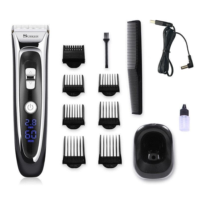 HATTEKER Professional Hair Clipper Mens Beard Trimmer Cordless Rechargeable Hair Cutter Kit Barber rfc-688b