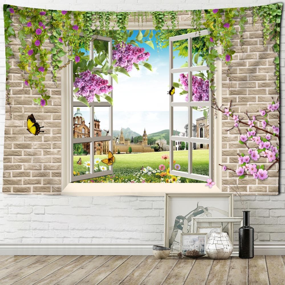 Seaside Scenery Tapestry Wall Hanging Bohemian Art Living Room Window Painting Simple Nordic Home Decor 320x182cm