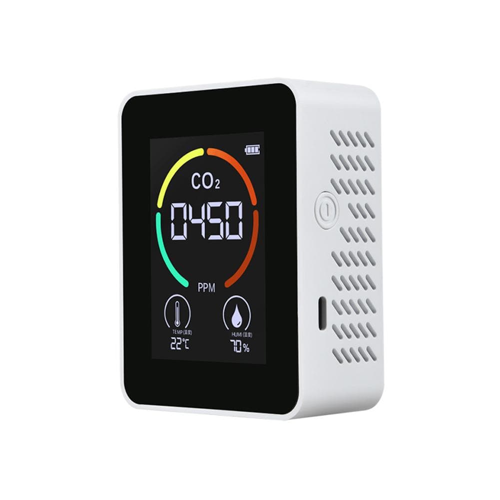 Indoor Portable CO2 Detector Multifunctional Thermohygrometer Home Digital Air Detector Intelligent white
